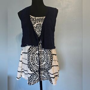 August Silk Bamboo Linen Blend Tunic Top L